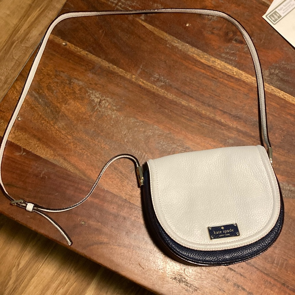Kate Spade crossbody purse, navy and white, excellent condition